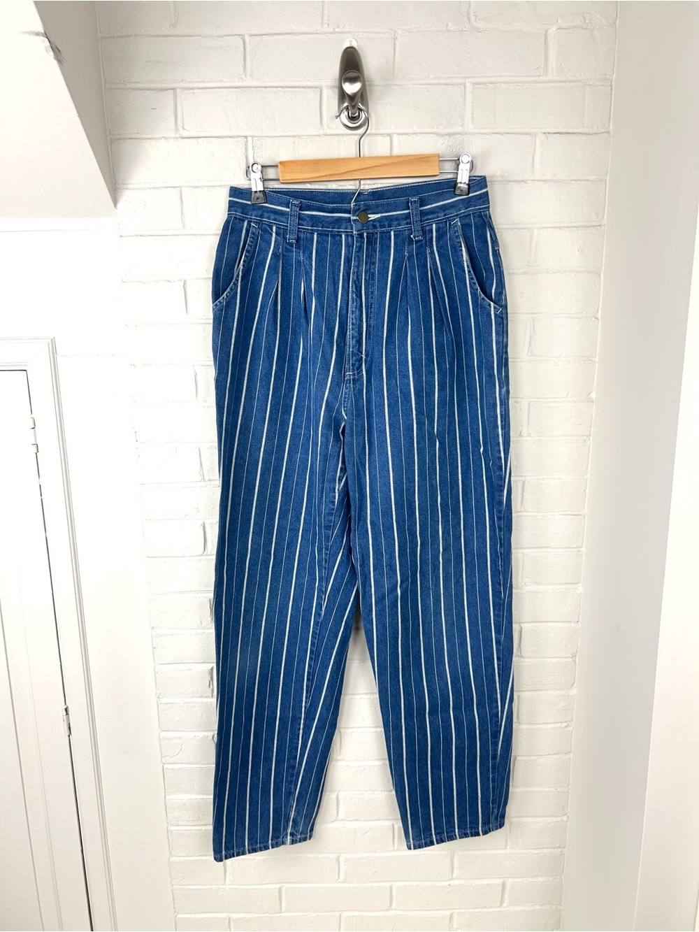 Vintage Time & Place Blue Striped High Rise Cotton Denim Jeans Size 11/12